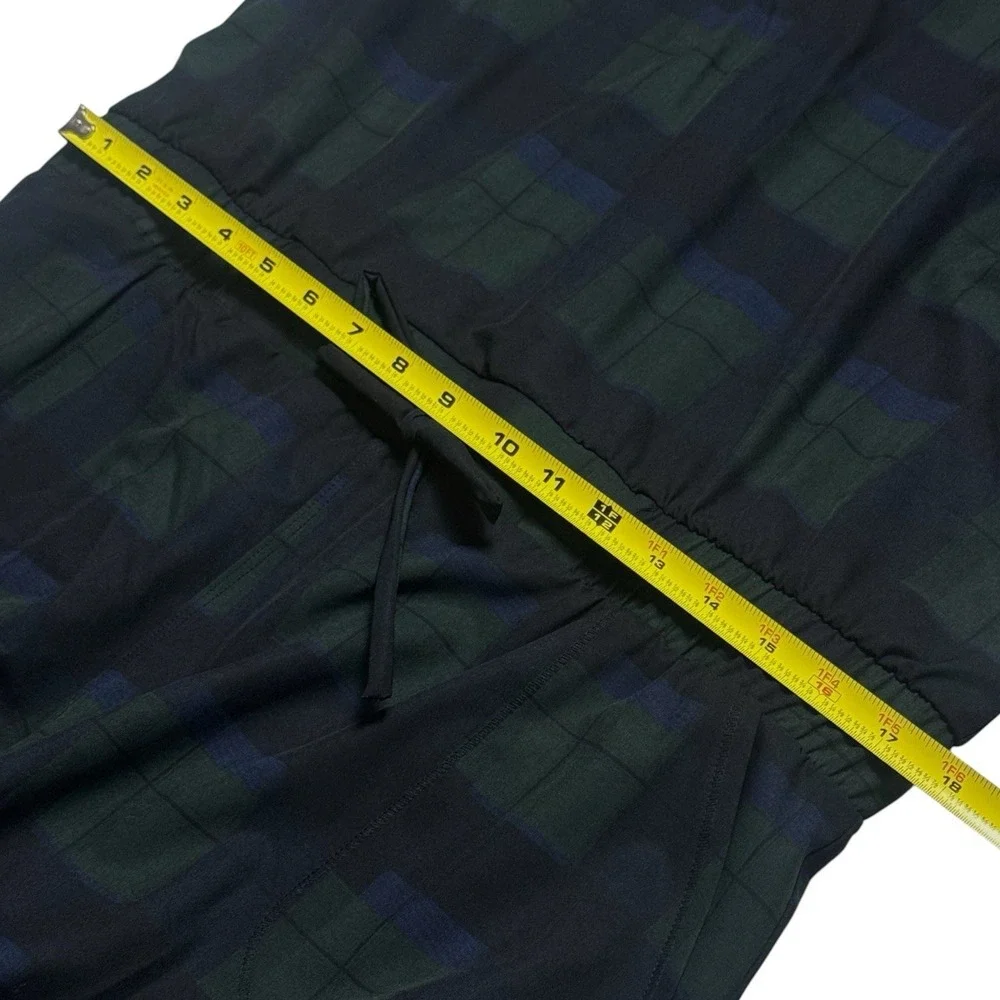 Albion Blue Green Plaid Jumpsuit Flutter Sleeve Jogger Style Preppy Comfort XL